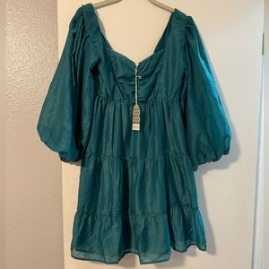 NWT Beyond Words Puff Sleeve Tiered Dress